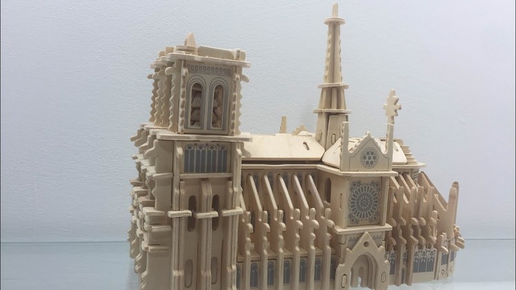 3D Wooden Puzzle DIY Assembled, How to make a wooden Notre Dame Cathedral