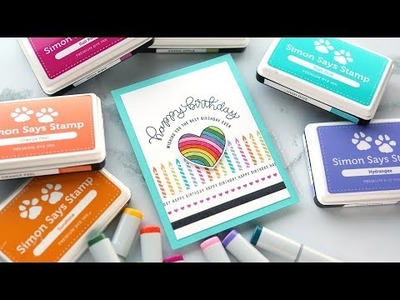 Colorful Rainbow Stamping + Copic Coloring (September 2017 Card Kit)