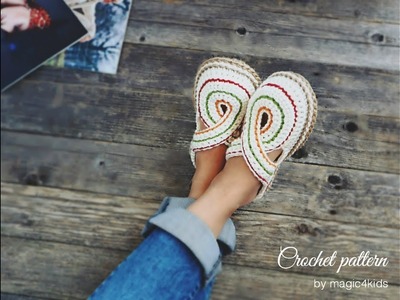 Crochet slippers - twisted slippers with rope soles