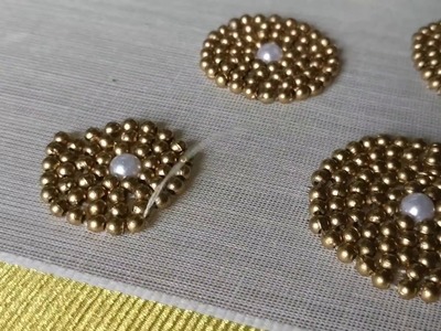 Designer bead work embroidery saree - Full process