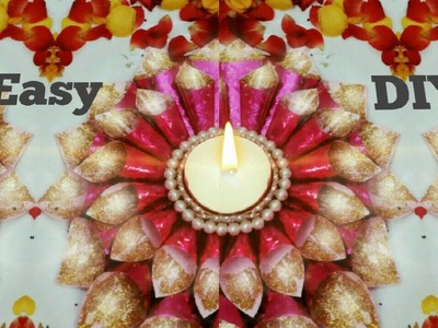 Diwali Diya decoration ideas at home #1|DIY easy diya decoration|christmas candle holder ideas