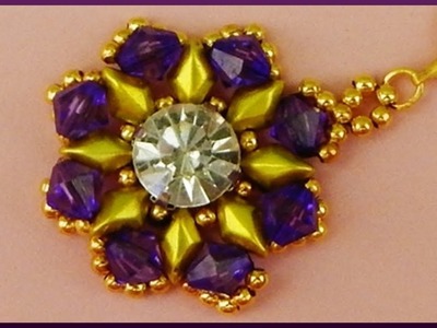 DIY | Blumen Strassstein Perlen Ketten Anhänger | Beaded flower gemduo necklace pendant