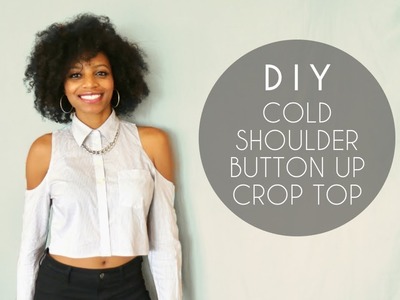 DIY Cold Shoulder Button-Up Crop Top (No Sewing)