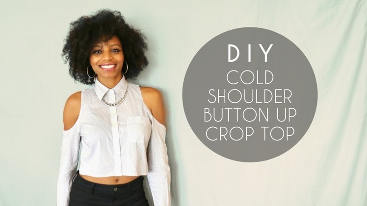 DIY Cold Shoulder Button-Up Crop Top (No Sewing)