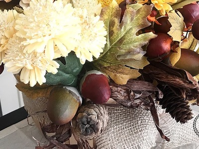DIY Fall Floral Arrangement Using Dollar Tree Flowers & Thrifted Apple Basket || 4 Weeks of Fall