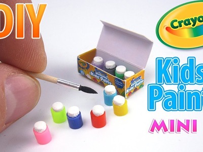 DIY Miniature Crayola 10 Count Paint Pots with Brush | DollHouse | No Polymer Clay!