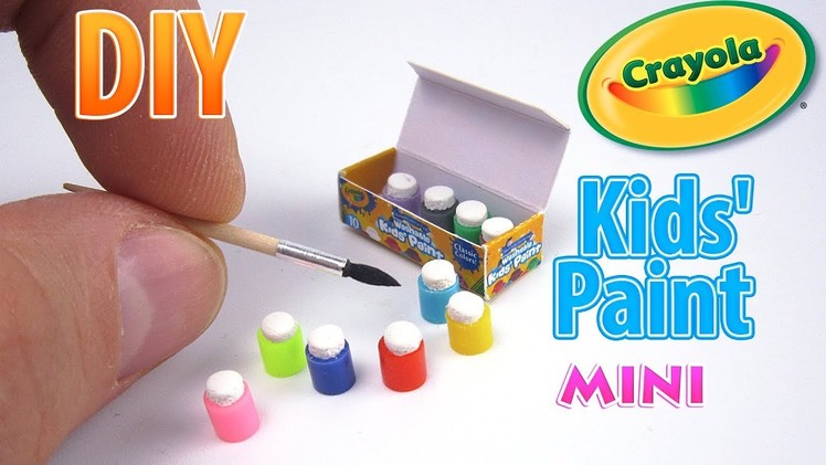DIY Miniature Crayola 10 Count Paint Pots with Brush | DollHouse | No Polymer Clay!