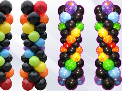 Dollar Store Balloon Columns! Rainbow Spiral
