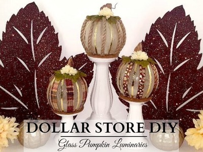Dollar Store DIY'S ~ Glass Pumpkin Luminaries ~ NEUTRAL Fall Decor