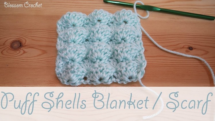 Easy Crochet - Puff Shells Baby Blanket. Scarf