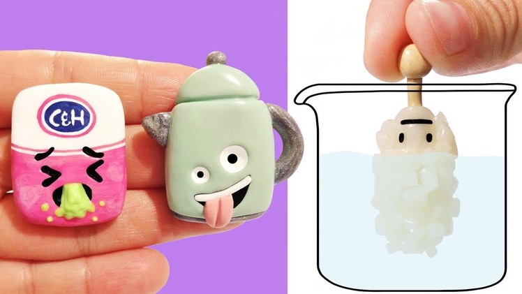 EXPERIMENT VS ROCK CANDY SCIENCE EMOJIS! Polymer Clay Tutorial
