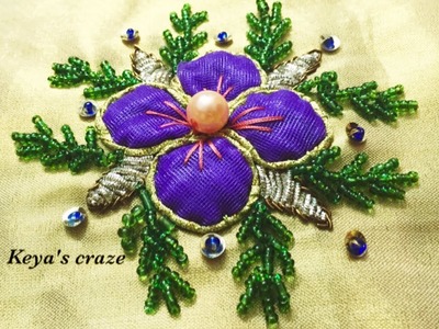 Flower and bead work(inspired by zardosi work) | Keya's craze | hand embroidery-85