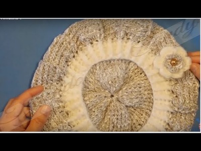 Gorro boina a crochet.crochet beret with flower