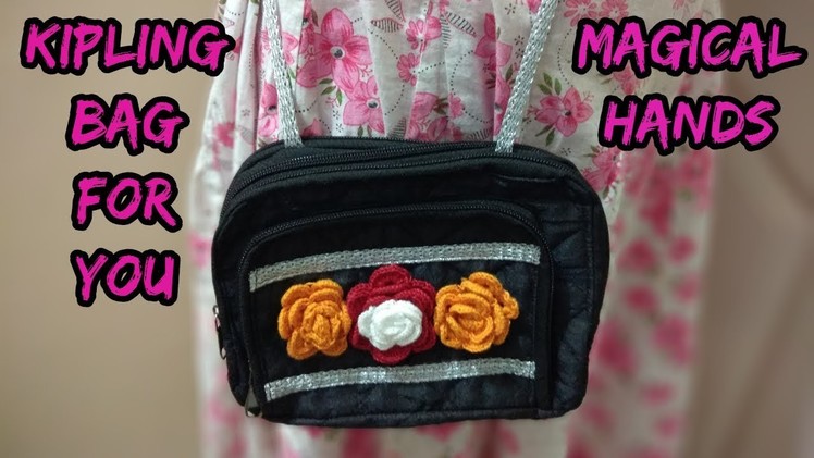 How to make side bag.Kipling bag at home.cutting and sewing step by step Hindi tutorial.
