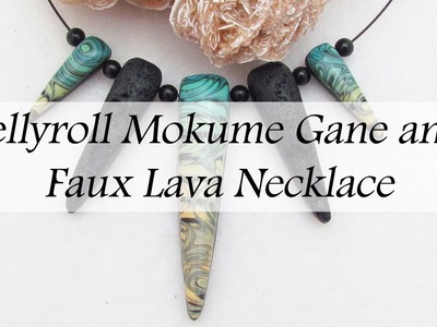 Jellyroll Mokume Gane and Faux Lava Polymer Clay Necklace