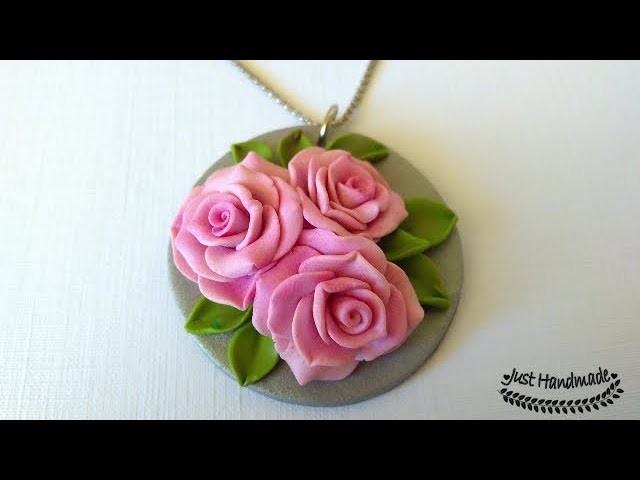 ~JustHandmade~ Polymer clay (fimo) roses pendant tutorial