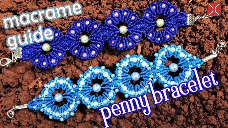 Macrame guide: The penny bracelet with bead, step by step tutorial by Tita