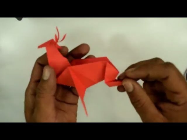Origami Christmas - How to make an Christmas Reindeer with origami paper