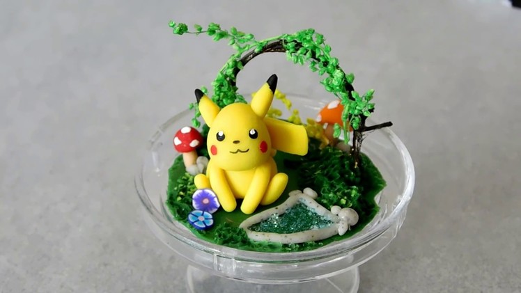 Pikachu Terrarium in a Mini Cake Stand ♥ Polymer Clay Tutorial