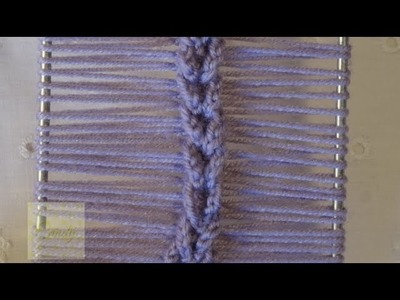 Punto cadenitas de relieve con horquilla y ganchillo #5.hairpin lace stitch with chain design