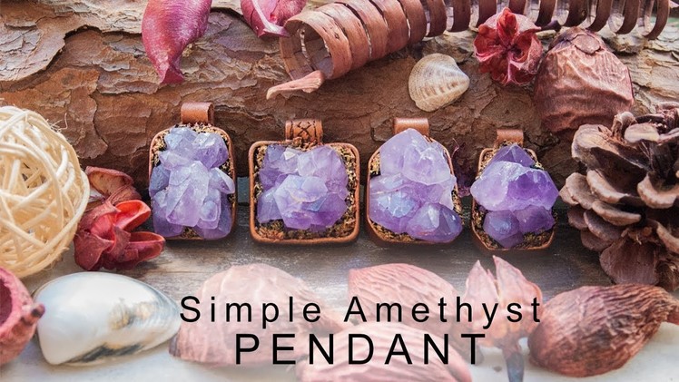 Simple raw Amethyst crystal Pendant using Polymer clay | Making Process