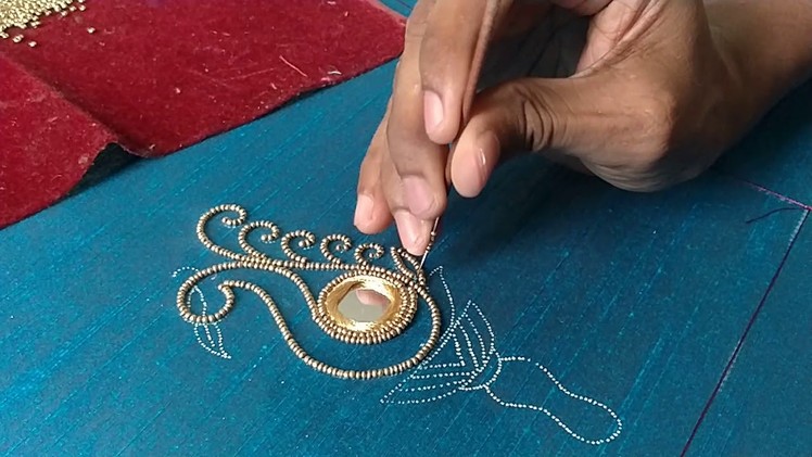 Small bead embroidery work slow motion video
