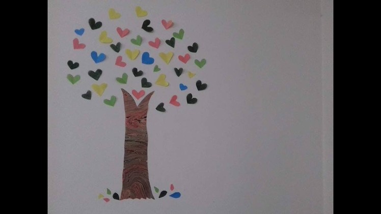 Tree wall art with love shaped paper cuts | DIY | Paper crafts