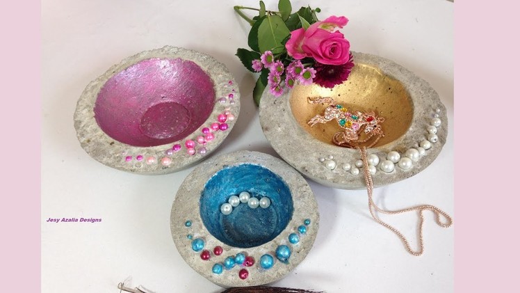Beautiful concrete bowls. creative way to minimise waste.DIY Concrete bowls.