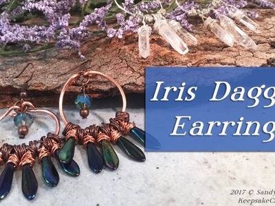 Blue Iris Dagger Bead Dangle Earrings-Jewelry Tutorial