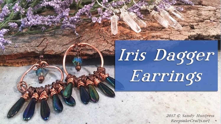 Blue Iris Dagger Bead Dangle Earrings-Jewelry Tutorial
