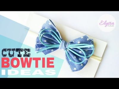 Bowtie Headband Ideas Using Jeans Ribbon And Suede Rope | DIY by Elysia Handmade