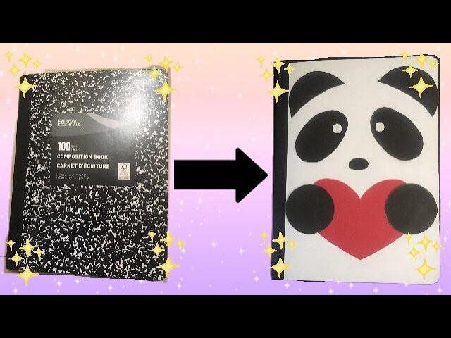 Diy back to school cute panda notebook cover????