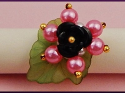 DIY | Blumen Blätter Perlen Ring | Beaded flower leaf ring | Beadwork jewelry accessories