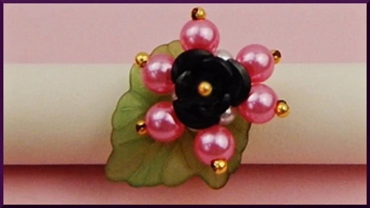 DIY | Blumen Blätter Perlen Ring | Beaded flower leaf ring | Beadwork jewelry accessories