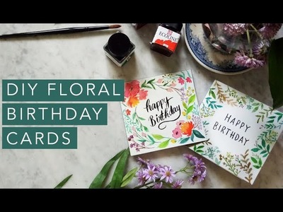 DIY Floral Watercolor Birthday Cards