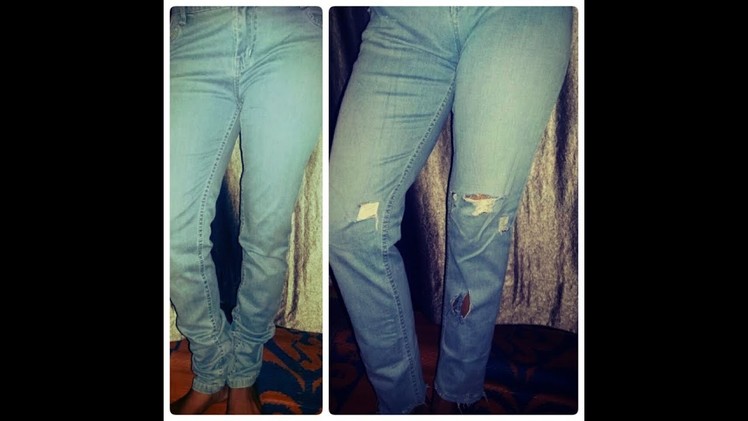 Diy:- पुरानी जीन्स को घर मे बनाए मेहंगी और नई.make boring jeans into stylish jeans