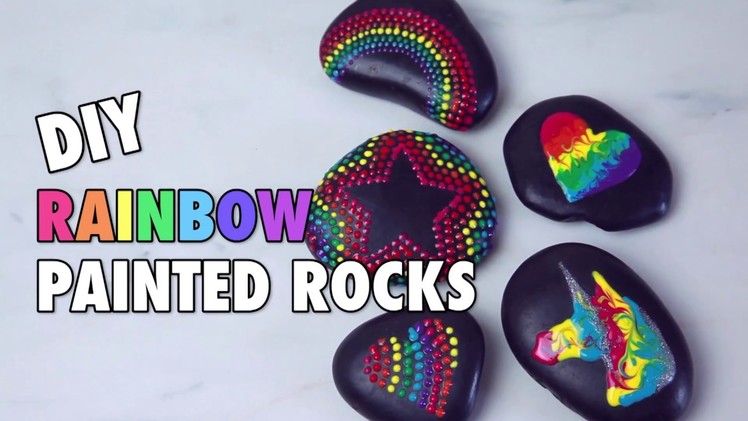 DIY Painted Rainbow Rocks using Puffy Paint