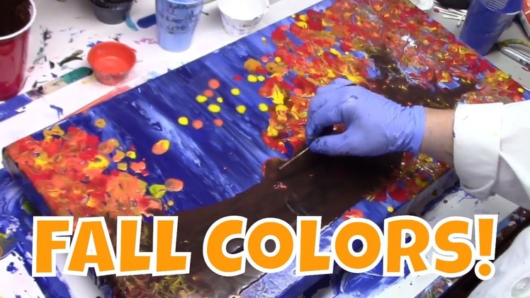 Easy DIY Fall Colors Tree - Fluid Acrylic Painting Techniques
