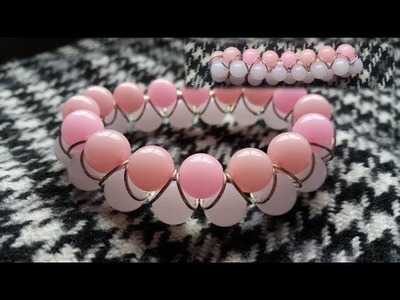 Elastic Bracelet with Pearls, zig-zag style - Fine Jewelry (Tutorial)