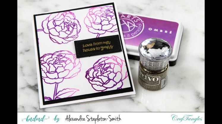 Handmade Cardmaking Tutorial: Stamped Congratulations Flower & Ombre Inks plus Nuvo Heat Embossing