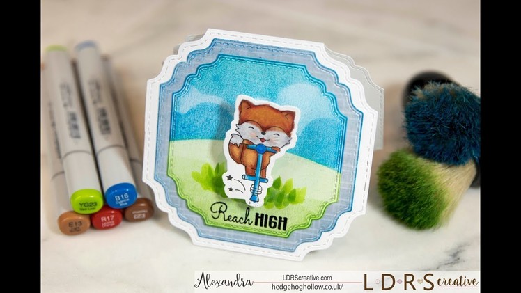 Handmade Cardmaking Tutorial: Interactive Wobbling Pogo Fox with Copics and LDRS Stamps &  dies
