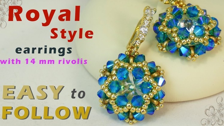 Handmade earrings with 14 mm rivolis  tutorial
