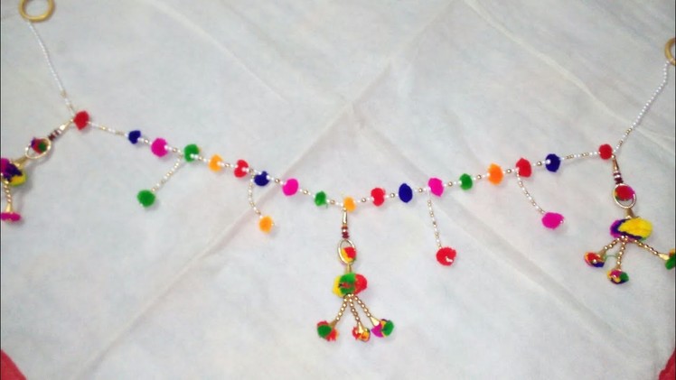 How to make beautiful bandhanwar from pom pom and beads