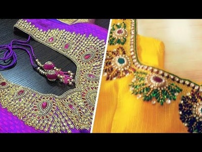 Jewelry Stone work Designs in Aari Embroidery Work | Maggam Work | Tambour work | KASAB Work