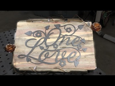 One Love Wall Art with Handmade Metal Roses