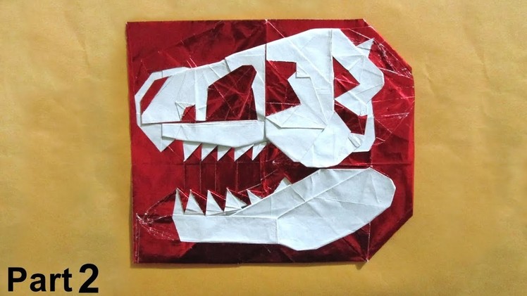 Origami A Skull of a Dinosaur tutorial (Kikuchi Masato) part 2 折り紙 恐竜頭骨 Ein Schädel Dinosauriers