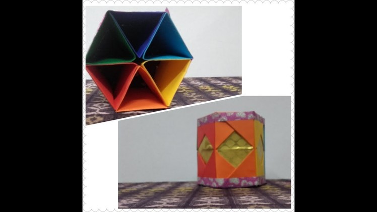 Origami-Hexagon Pen Holder With English Subtitles