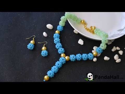 PandaHall Video Tutorial on Imitation Jade Glass Beads Stitch Jewelry Set