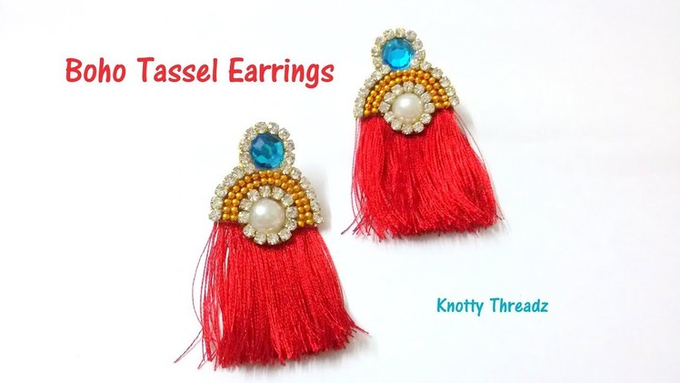 Thread Jewelry | Tassel Earrings | Boho Style Designer Earrings | Party Wear | www.knottythreadz.com