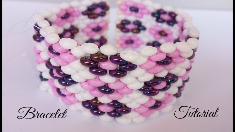 Twin beads flower bracelet - peyote stitch tutorial (Part 1)